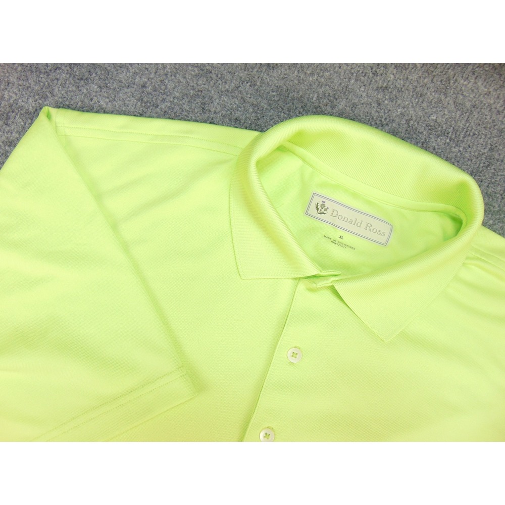 Donald Ross Polo Shirt Mens XL Performance Neon Yellow Solid Golf Sporty Classic